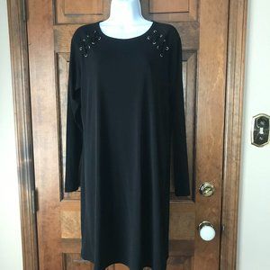 #1 Michael Kors Black Dress w/Shoestring X's on Shoulder Large